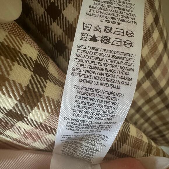 Primark Brown and Pink Gingham Plaid Double Breasted Blazer Size 6 - Picture 3 of 7